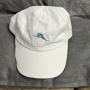 Tommy Bahama white ball cap with light blue fish